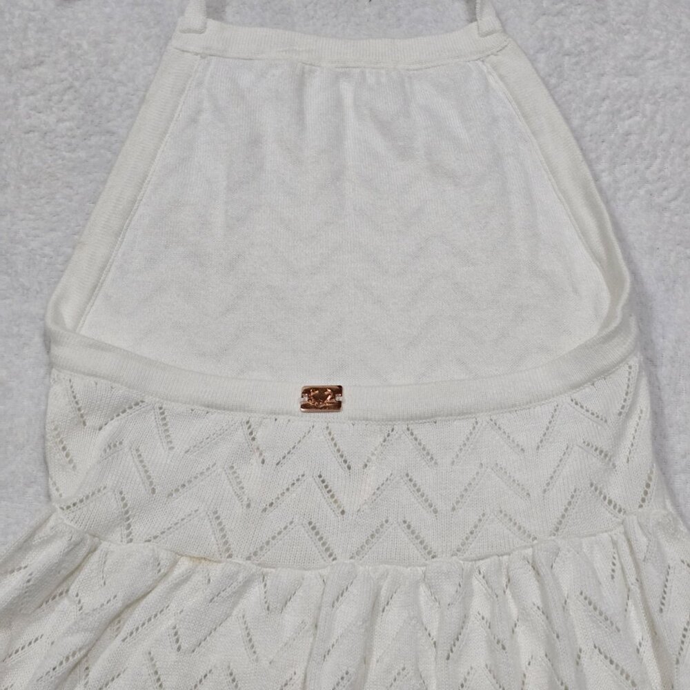 KNITS FOR LOVE & LEMONS ✦ White Chevron Knit Halter Top ✦ Scalloped Hem XS - Picture 9 of 13
